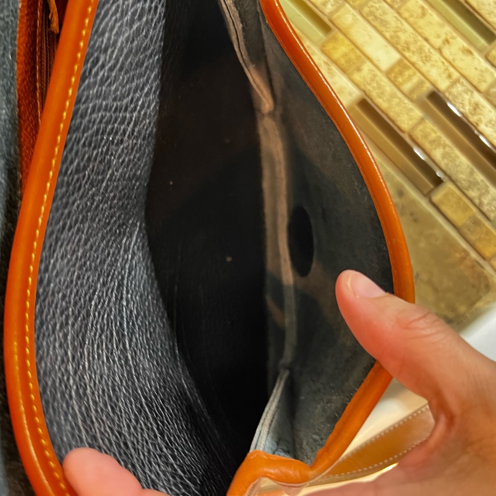 Dooney & Bourke Black and Tan Leather Messenger Bag - Picture 11 of 15